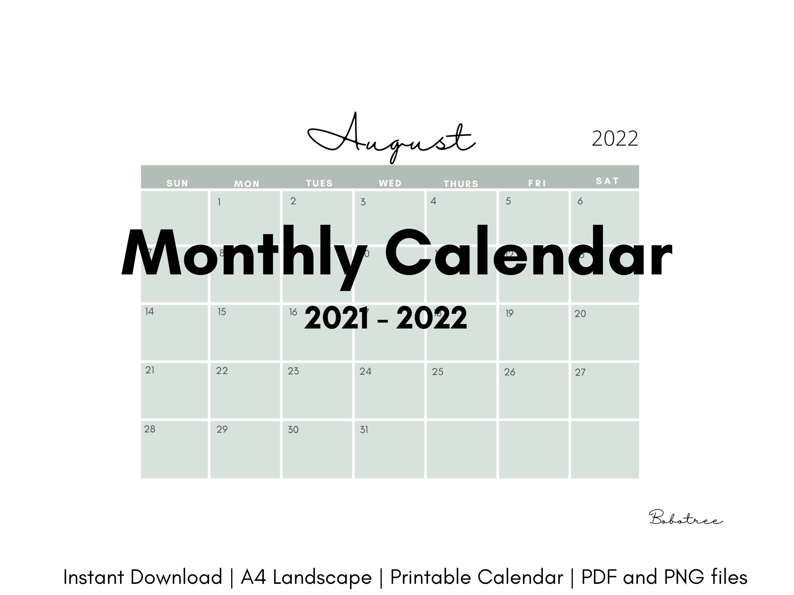 2021 2022 printable monthly calendar 24 pages minimalist etsy