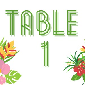 Downloadable Table Numbers, Printable Table Numbers, Wedding Table Numbers, Tropical Table Numbers