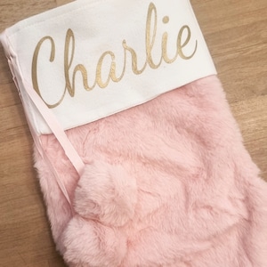 Personalised Pink or White Plush Christmas Stocking