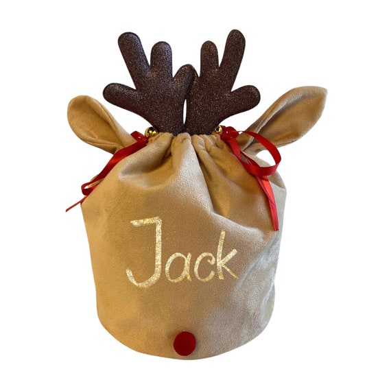 Personalised Reindeer Velvet Christmas Gift Bag - Etsy