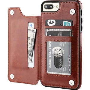 Funda de cuero para iPhone 16/16 Pro/16 Plus/16 Pro Max Tarjetero iPhone 15 14 Pro 13 12 SE XR 8 7 Funda de cuero tipo billetera para teléfono Regalo para él