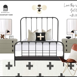Midcentury Farm Bedroom Package|Bedroom Package|Pre-designed Bedroom|Online Interior Design|Interior Design Service|e-design|Farmhouse Deco