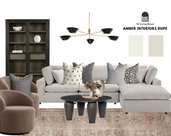 Amber Interiors Pacchetto soggiorno Dupe/Pacchetto soggiorno/Camera pre-progettata/Design di interni online/Servizio di design di interni/e-design