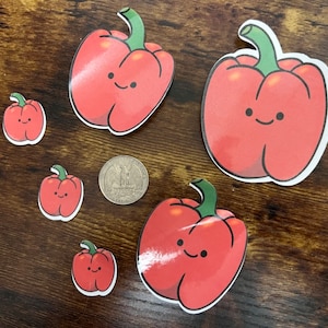 Handmade Sticker, Red Bell Pepper