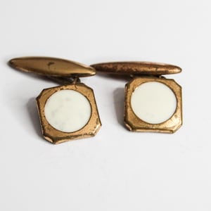 Vintage Gold-Tone Cufflinks with Cream Inlay