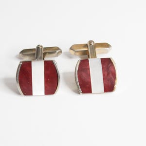 Red & White Enamel Cufflinks – Bold Retro Charm