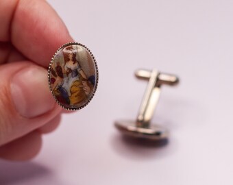 Classic Painting-Style of Woman Cuff Links Vintage