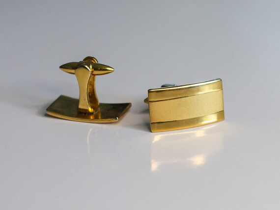 Art Deco Style Curved Rectangular Cuff Links Vint… - image 2