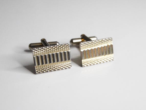 Vintage Rectangular Textured Cufflinks - image 1