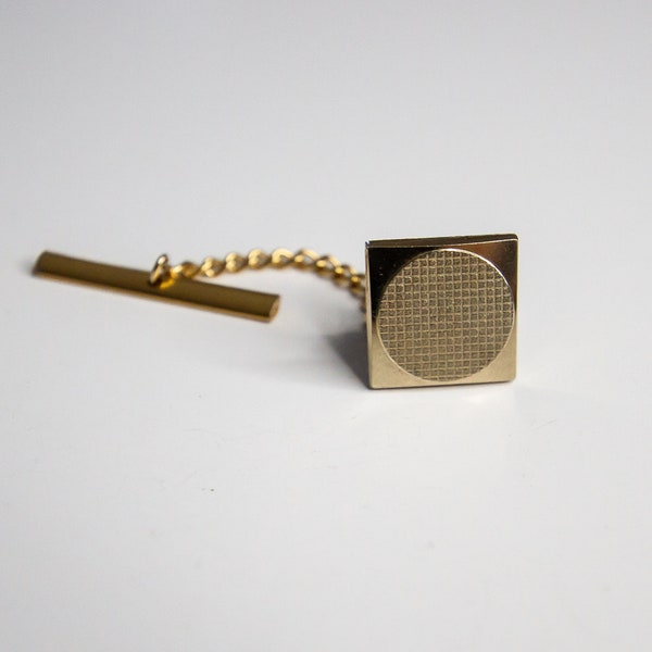 Classic Gold-Toned Textured Shield Vintage Tie Pin