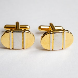 Gold and Silver Tone Oval Cuff Links Vintage