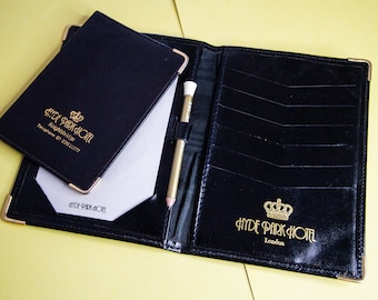 Hyde Park Hotel Leather Wallet. Vintage. Includes Pencil and Inner Book. 1960s.