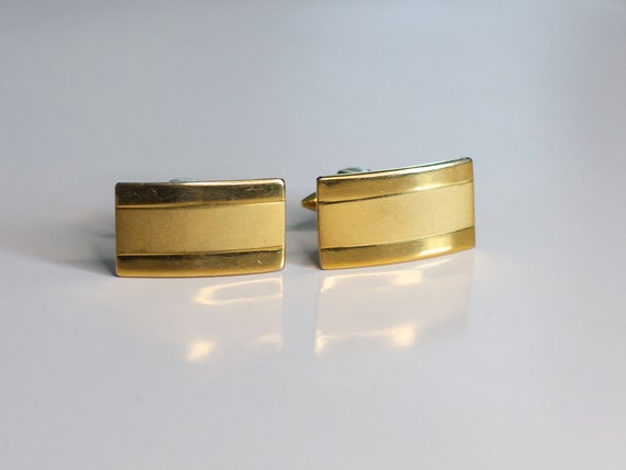 Art Deco Style Curved Rectangular Cuff Links Vint… - image 1
