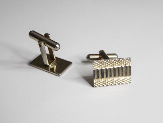 Vintage Rectangular Textured Cufflinks - image 2