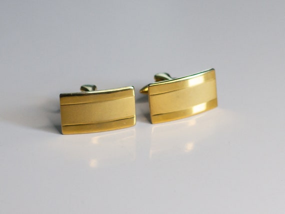 Art Deco Style Curved Rectangular Cuff Links Vint… - image 3