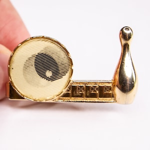 Bowling Ball & Pin Lenticular Printed Tie-Clip | Vintage
