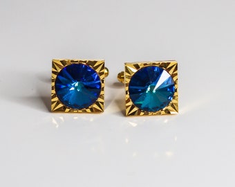 Blue Gemstone Cuff Links Vintage