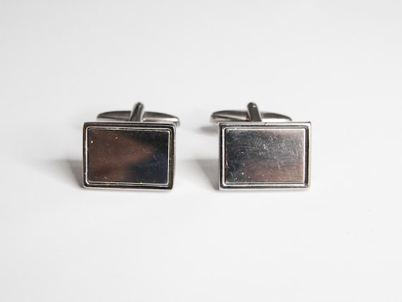 Silver Rectangular Cufflinks – Minimalist Men’s F… - image 2