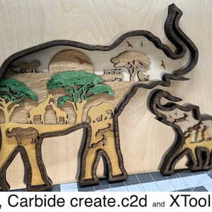 Safari Elefant Laser Cut Dateien SVG, X-Tool und Carbide Erstellen