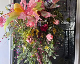 Umbrella Door hanger front door,  Summer floral Front door,  Flowers Grapevine,  Umbrella  Bundle Decorate in Style, Umbrella Home Decor Set