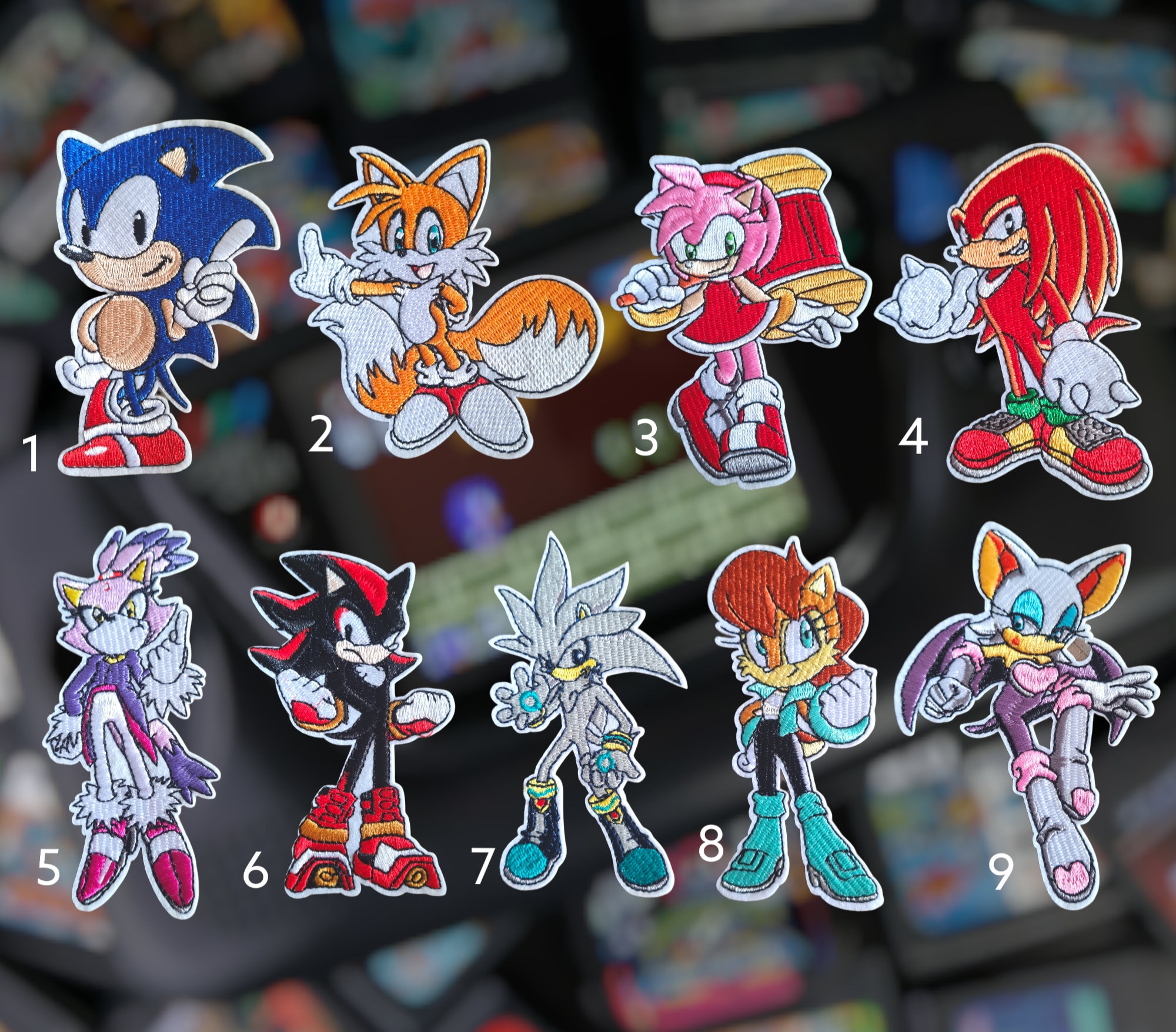 Personagem Sonic Knuckles bordado de 7,6 cm de altura com ferro no patch