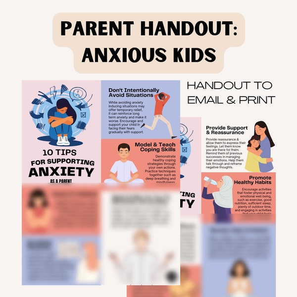 ANXIETY: PARENT TIPS for Supporting Kids With Anxiety| School Psychology | Counseling| Therapy Prints|