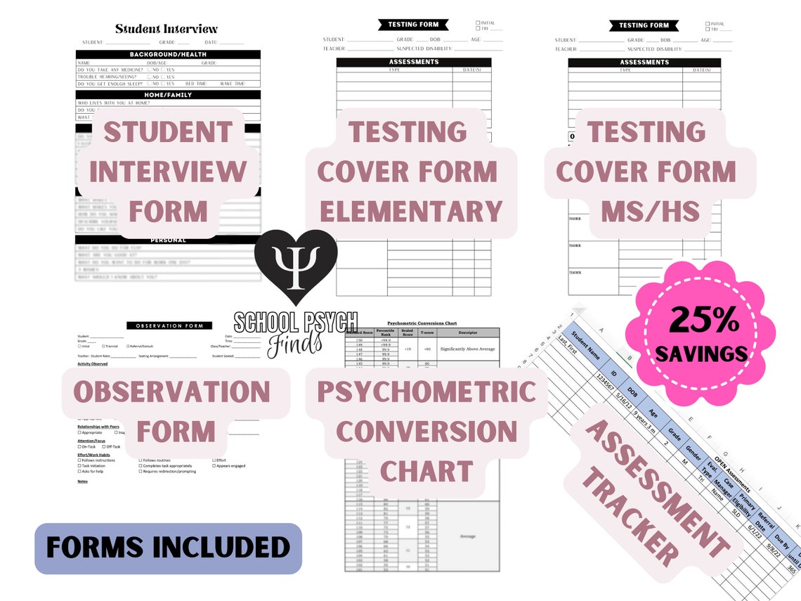 Assessment Organization Bundle School Psychologist Testing - Etsy