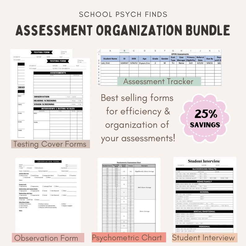 Assessment Organization Bundle School Psychologist Testing - Etsy