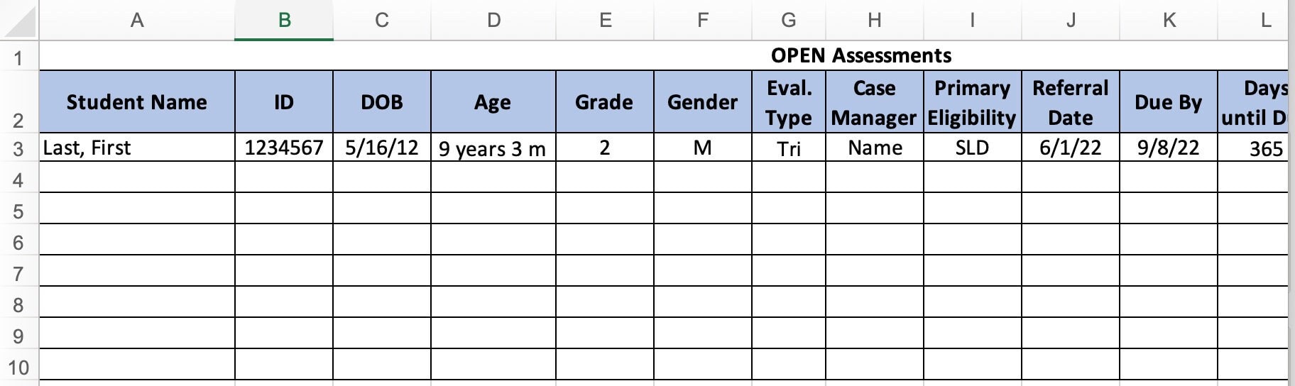 Assessment Tracker Spreadsheet school Psych Organization Etsy Australia