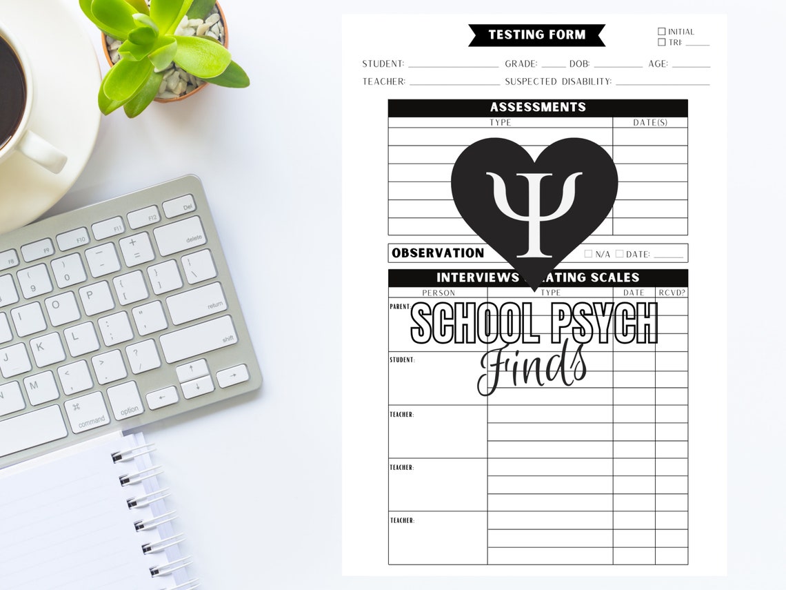 Assessment Organization Bundle | School Psychologist | Testing Forms ...