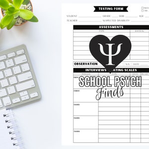 Assessment Organization Bundle | School Psychologist | Testing Forms ...