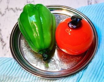 1960年代の大きなガラスの果物と野菜9個セット（レモンからニンジン