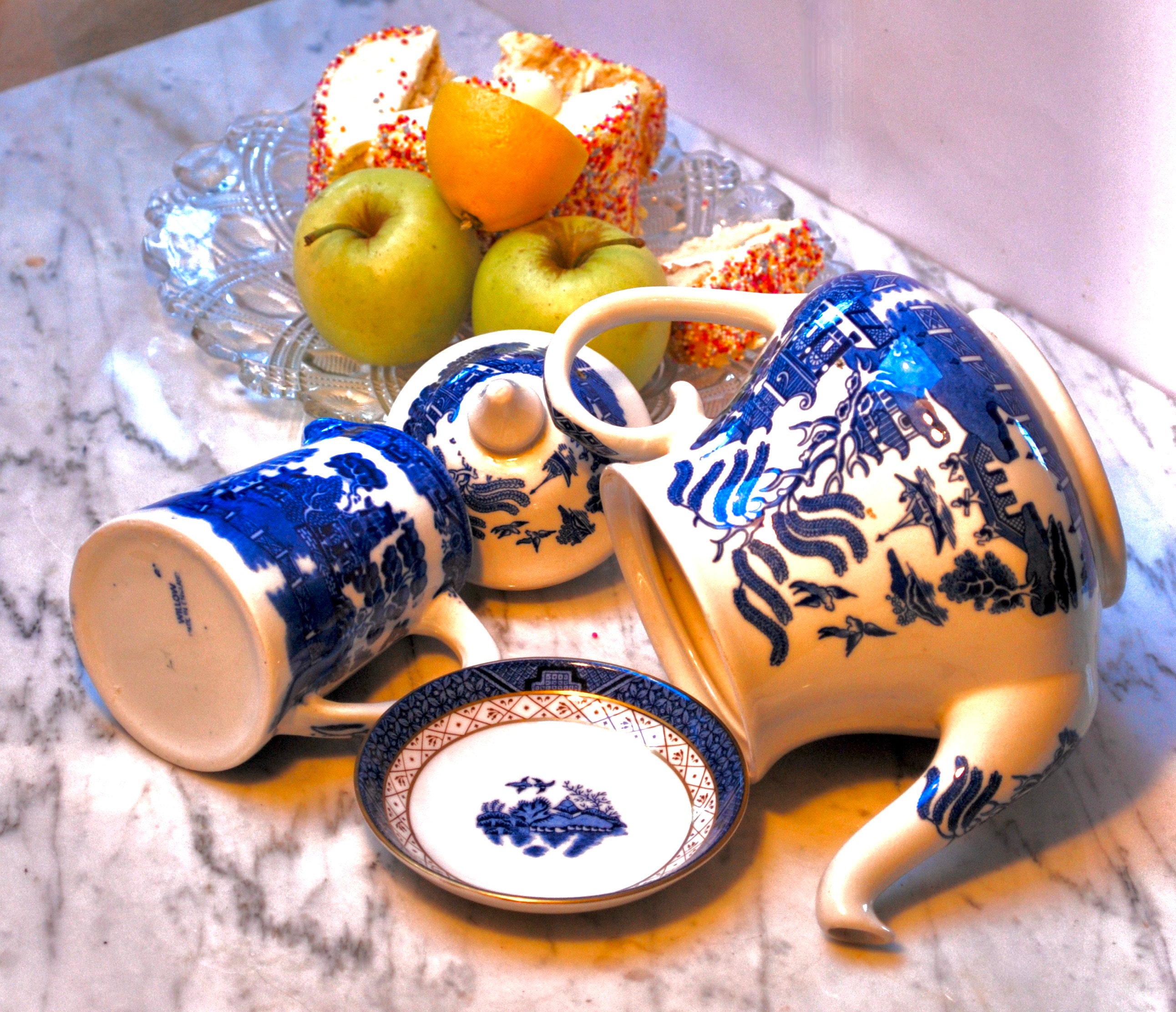 Vintage Teapot and Milk Jug and a Royal Doulton Teabag Plate With