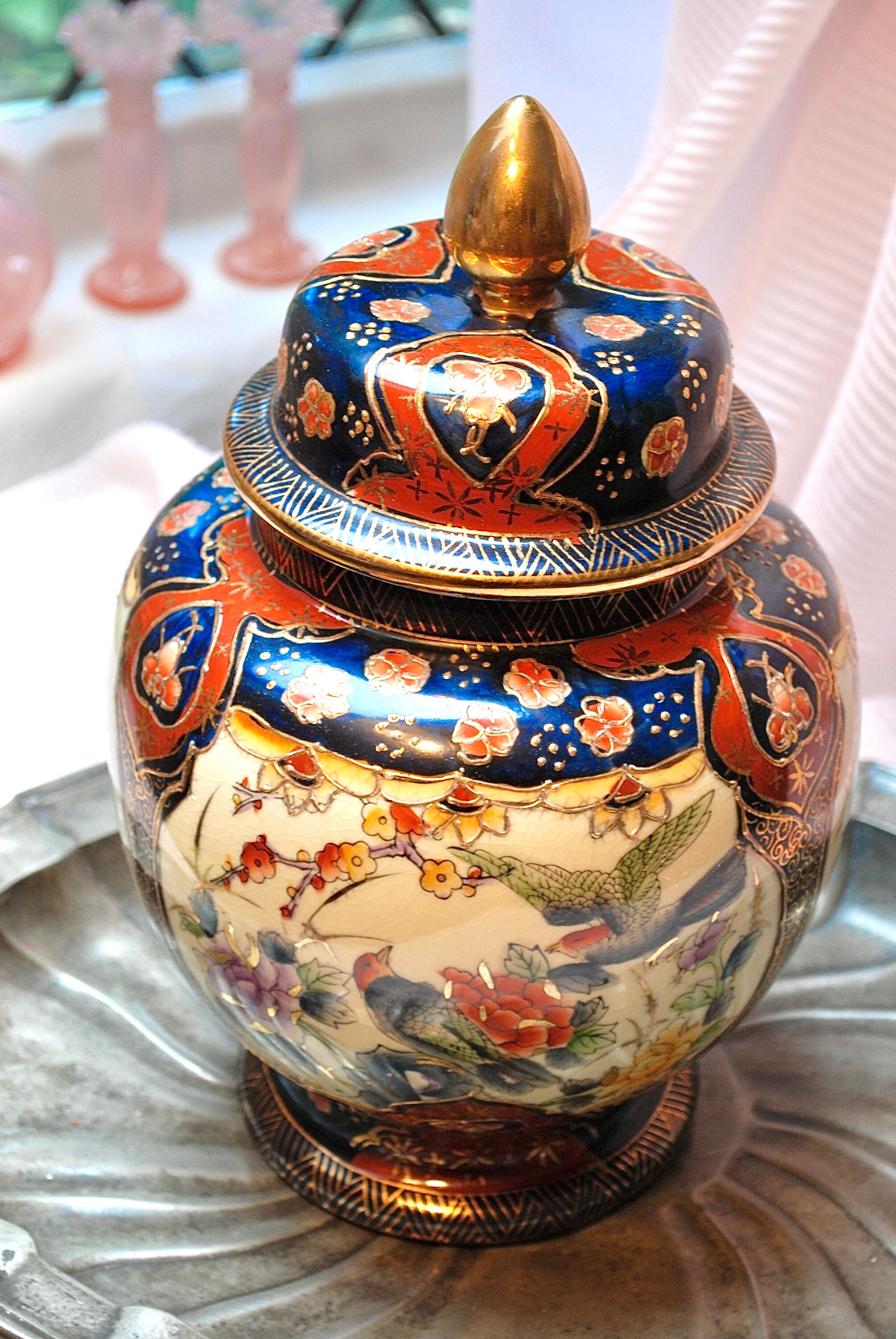 Large Vintage 'handmade Sasuma' Japanese Vase With Cover