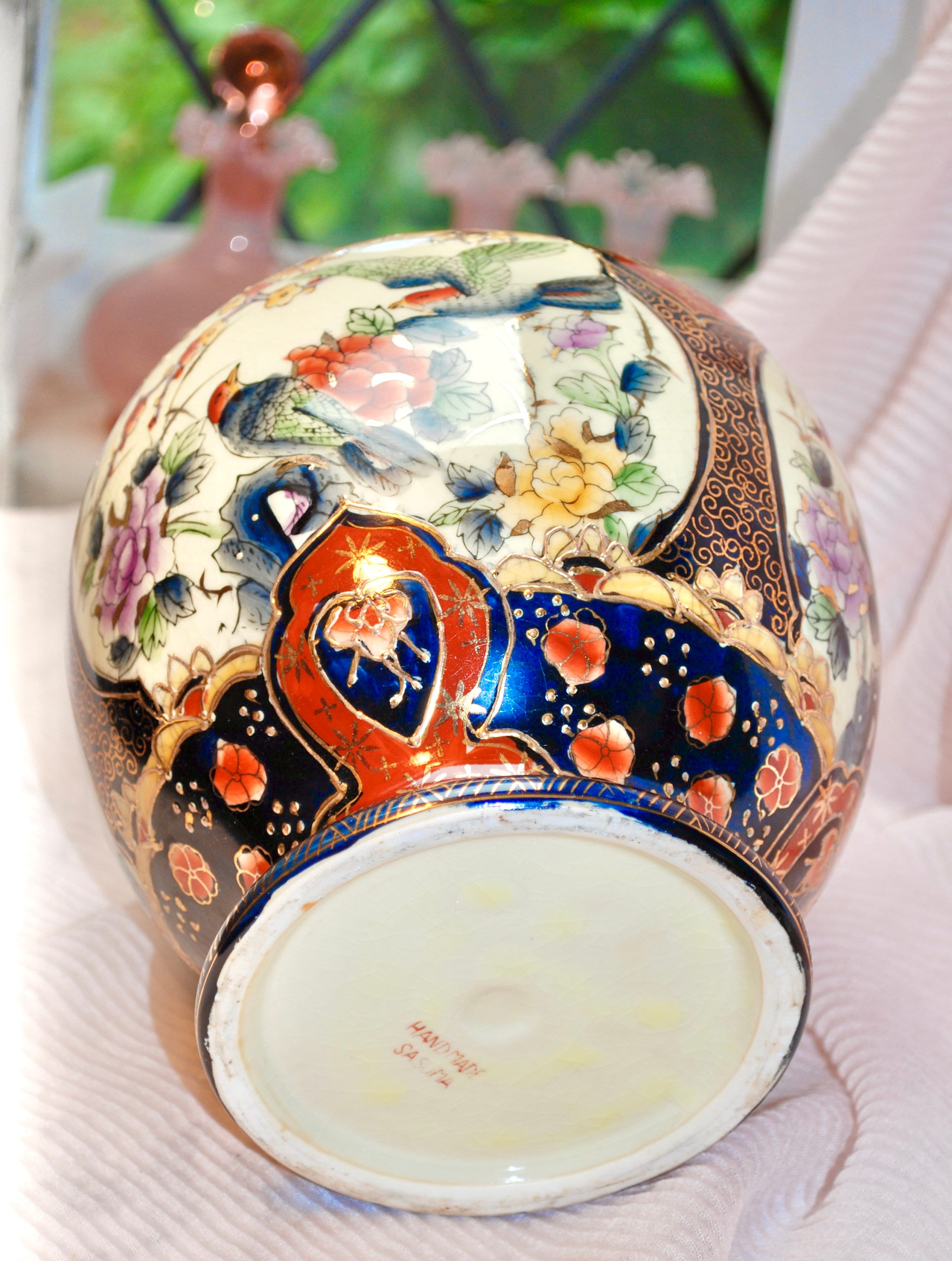 Large Vintage 'handmade Sasuma' Japanese Vase With Cover