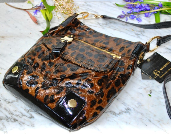 Luxury Fashion Bag by Famous Brand B Makowsky From Top Quality Patent Leather With Heavy Gold Metal Accessories New. Etsy