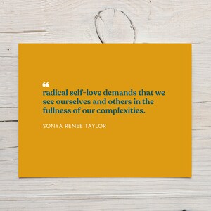 Carte postale - Amour de soi radical, acceptation du corps, citation de Sonya Renee Taylor