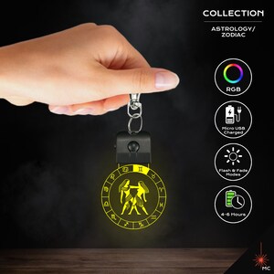 LED Keychain - Gemini (Astrology / Zodiac)