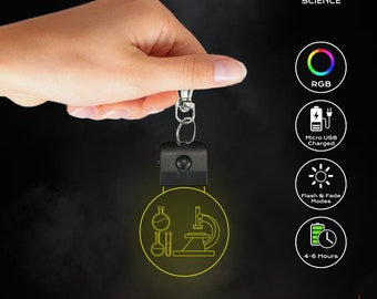 LED Keychain - Microscope + Test Tubes (Science)