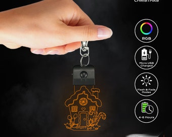 LED Keychain - Gingerbread House (Christmas)