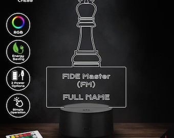 LED Lamp - FIDE Master (FM) + Full Name (Chess)