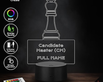 LED Lamp - Candidate Master (CM) + Full Name (Chess)