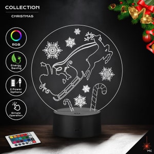 LED Lamp - Flying Santa / Reindeers (Christmas)