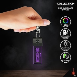 Design Your Own - Custom LED Vehicle Registration Number Plate Keychain [Premium Style 2]
