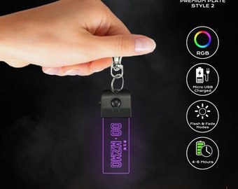 Design Your Own - Custom LED Vehicle Registration Number Plate Keychain [Premium Style 2]