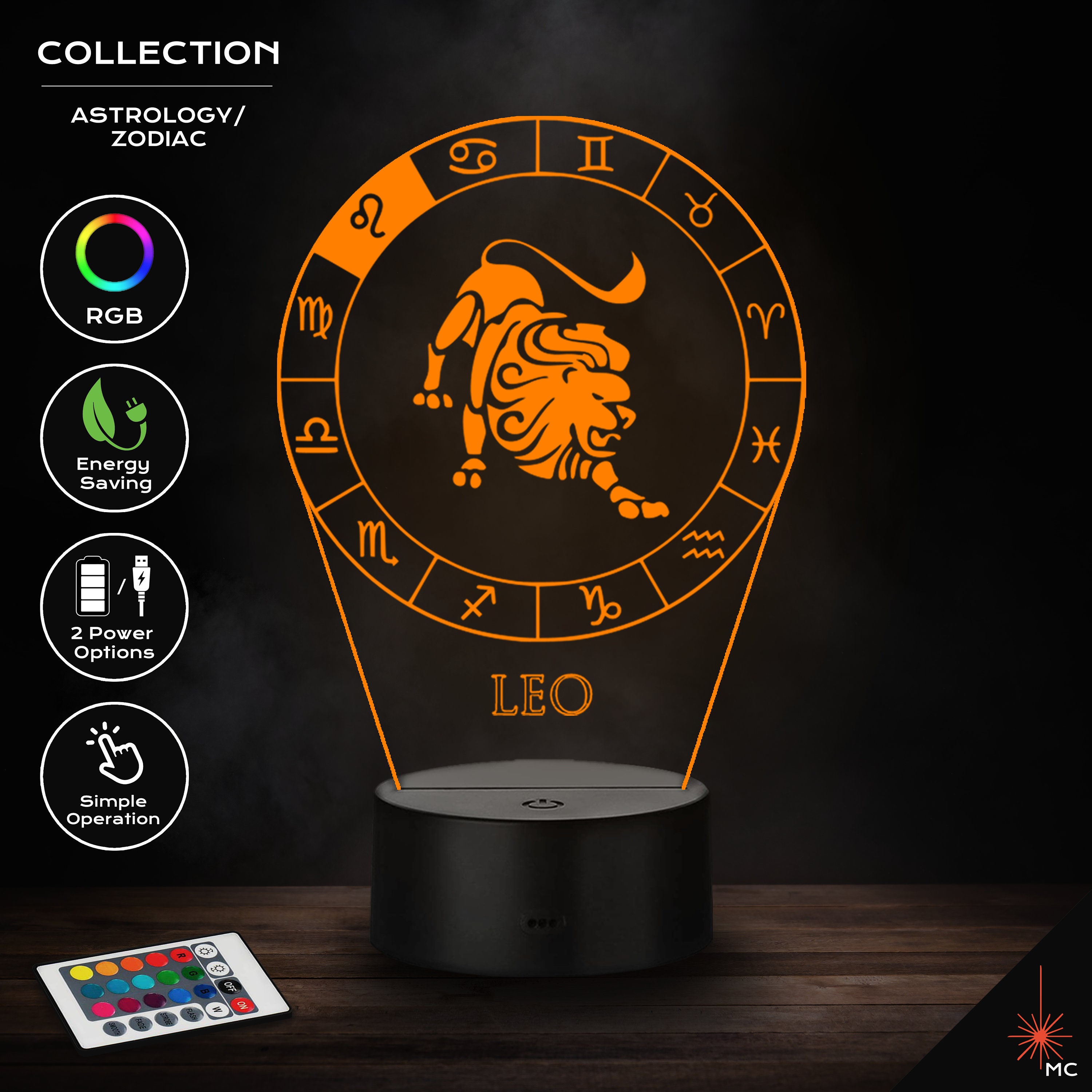 Lampe 3D Veilleuse Astrologie Signe Vierge - Télécommande - Fabriqué En France - JNB-Maker