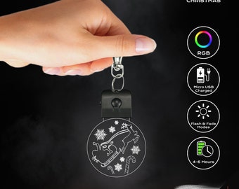 LED Keychain - Flying Santa / Reindeers (Christmas)