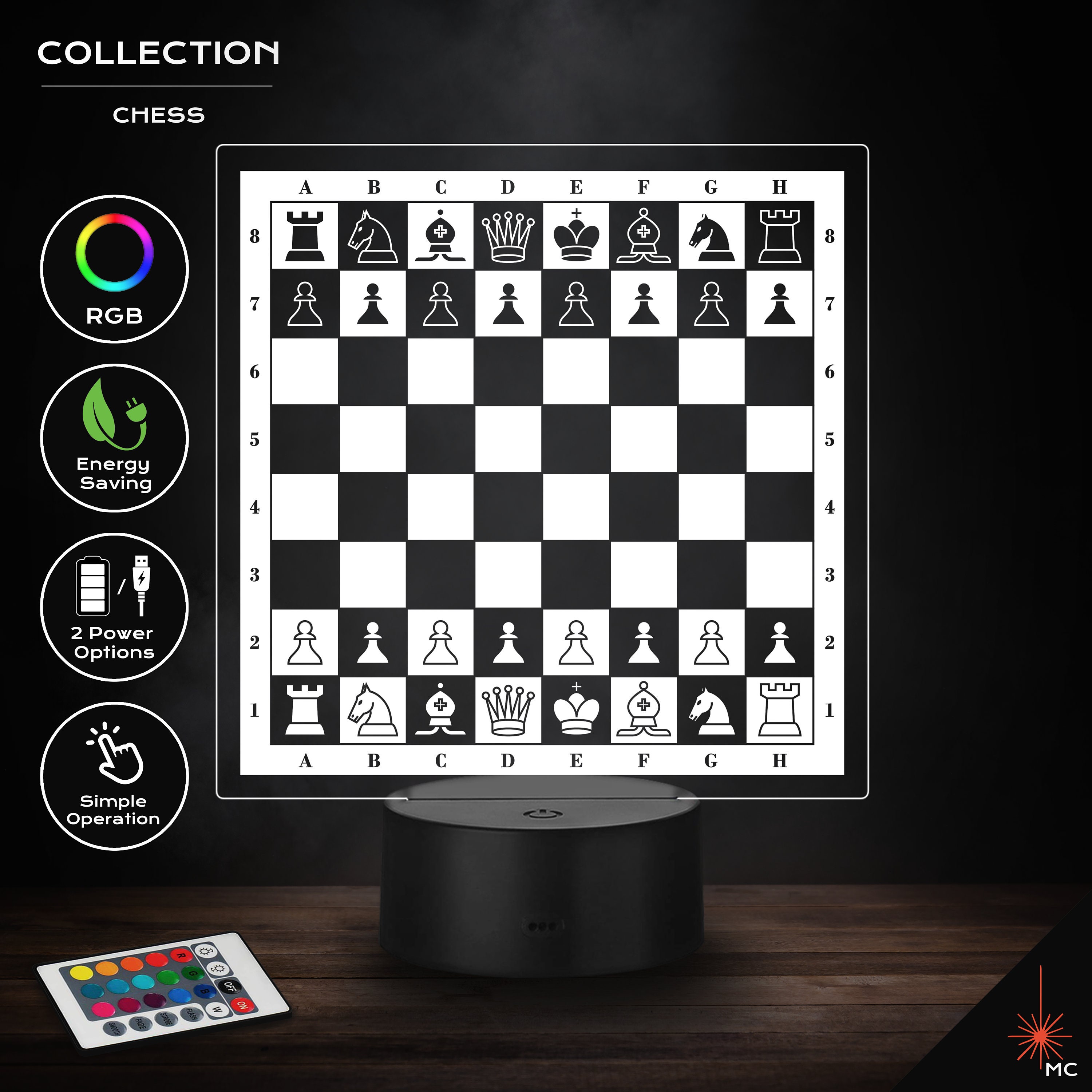 LED Desk Lamp Women FIDE Master WFM Full Name chess 3D 