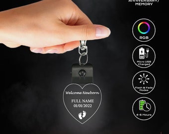 LED Keychain - Welcome Newborn (Anniversary / Memory)
