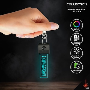 Design Your Own - Custom LED Vehicle Registration Number Plate Keychain [Premium Style 1]